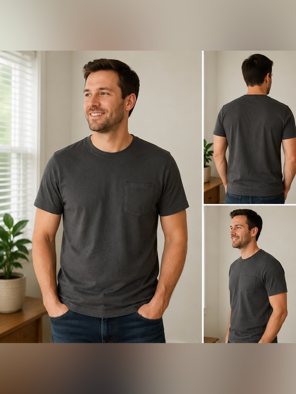 Goodfellow & Co Men’s Charcoal Pocket T-Shirt Size Medium Crew Neck Short Sleeve